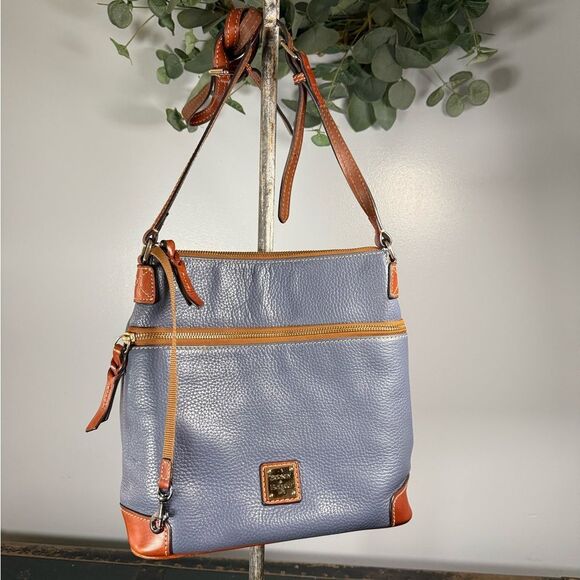 Dooney & Bourke Pebbled Leather Crossbody Bag Gray/brown Size Medium - Picture 1 of 9